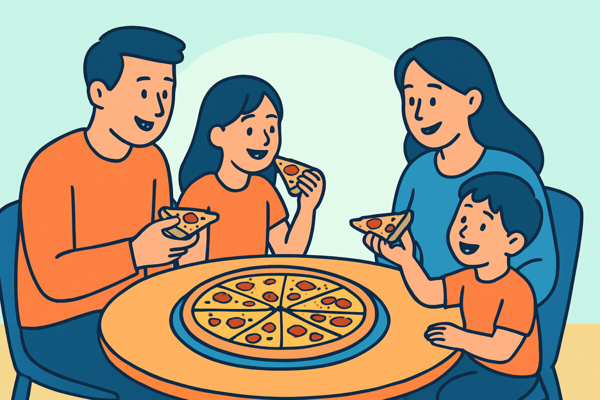 Perhepizza ja jaettavat koot – hinta per annos